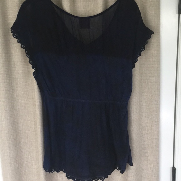 Free People Navy Blue/Black Eyelet Top, Medium. - Picture 5 of 7